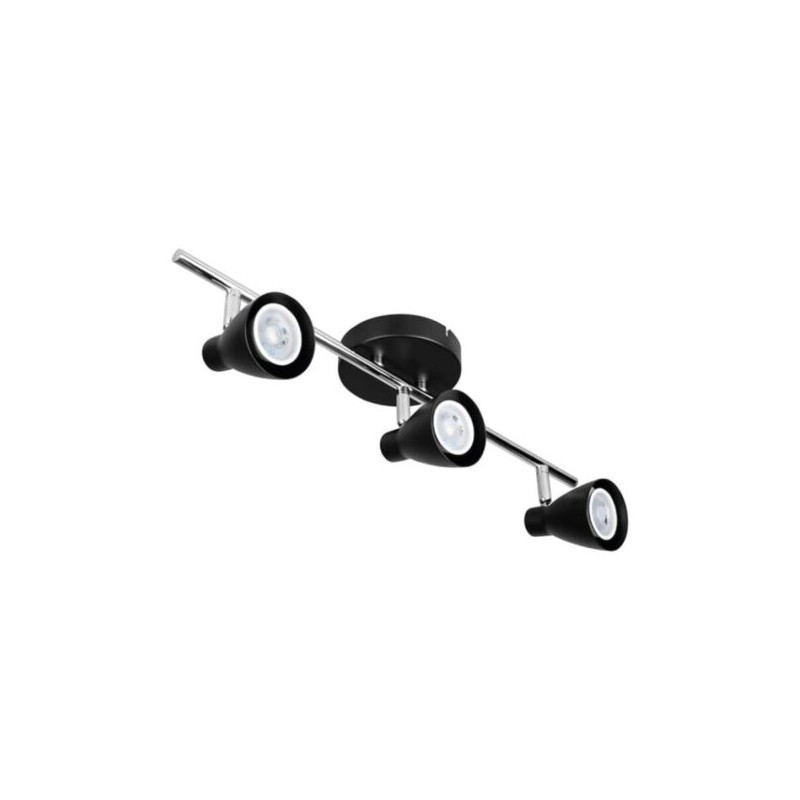 Lampara Triple de  techo LED GU10 Luz calida Negro Illux