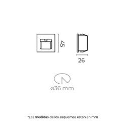 Lámpara de pared LED Luz cálida de cortesía 1W Negro Illux