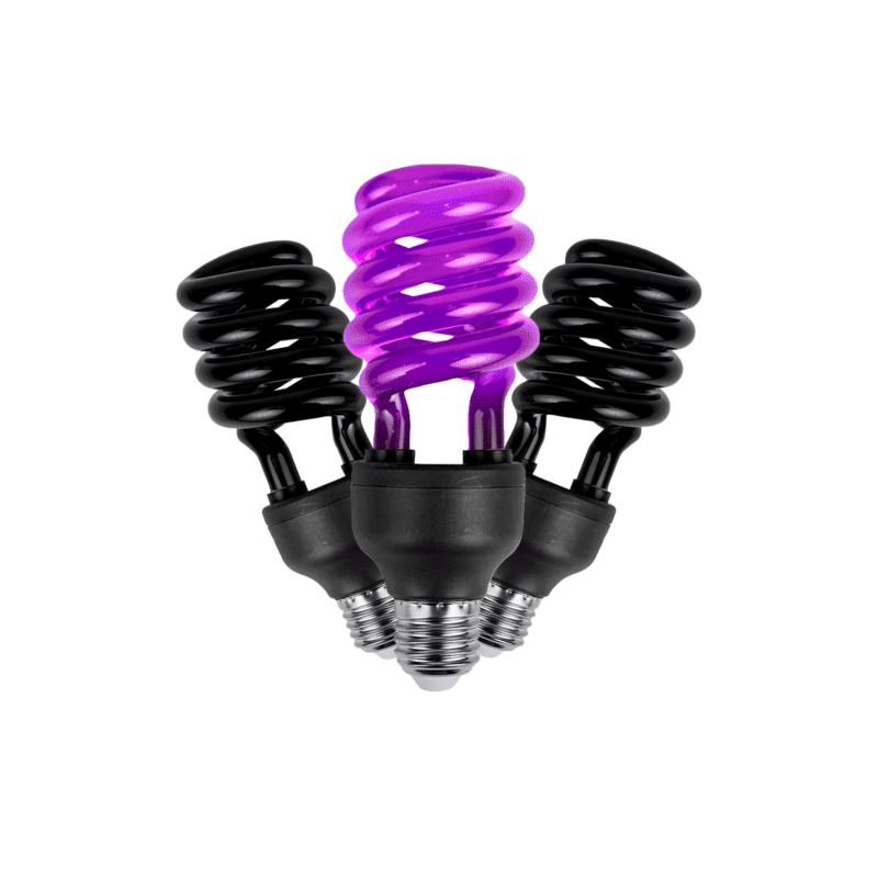 Pack de 3 Focos Fluorescentes 20W Luz Negra Base E27 Tecnolite