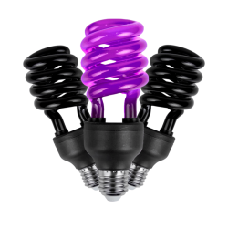 Pack de 3 Focos Fluorescentes 20W Luz Negra Base E27 Tecnolite