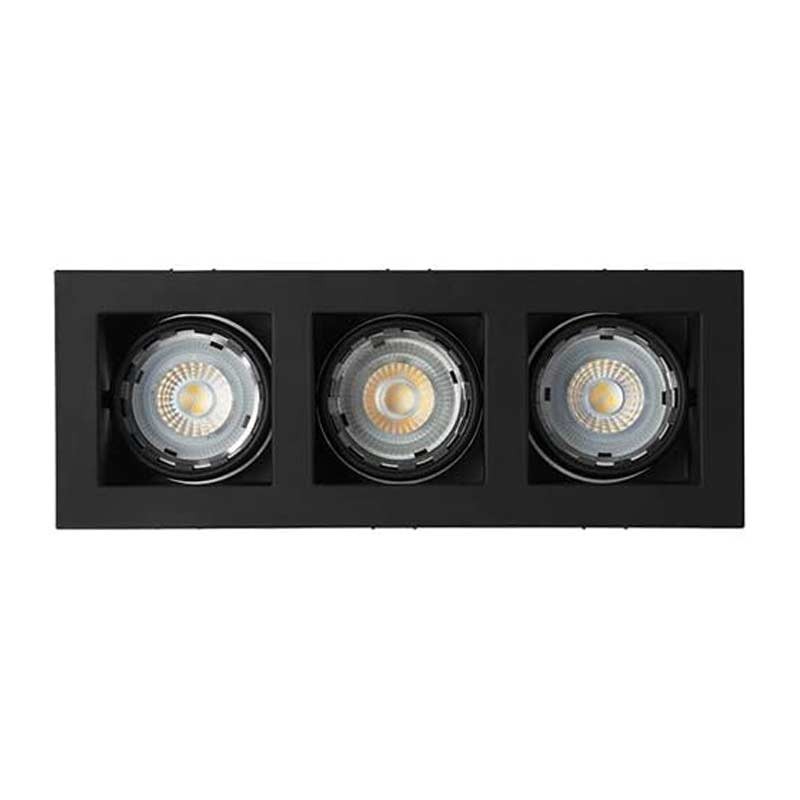Lámpara techo para empotrar 3X50W GU5.3 IP20 Negro Illux