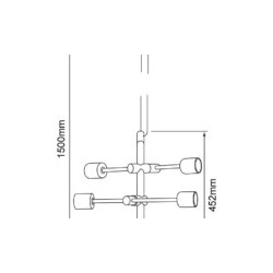Lámpara colgante de 6 sockets Negro mate E27 51W Sestus Tecnolite