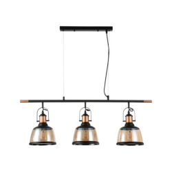 Lámpara colgante triple E27 25.5W Cristal Negro/Dorado Tecnolite