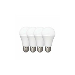 Kit 4 Focos ahorradores LED A19 E27 Luz fría 9.5W Blanco Illux