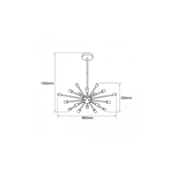 Lámpara colgante de 18 sockets Negro E27 153W Celaeno II Tecnolite