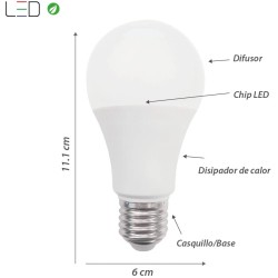 Kit 4 Focos ahorradores LED A19 E27 Luz fría 9.5W Blanco Illux