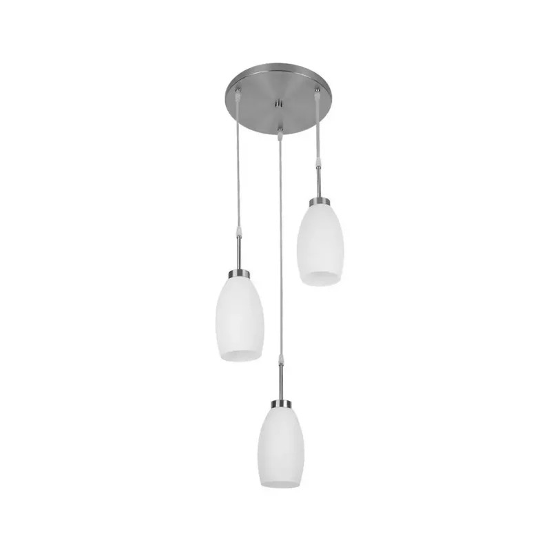 Lámpara colgante triple E27 25.5W Cristal opalino Tecnolite