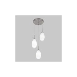 Lámpara colgante triple E27 25.5W Cristal opalino Tecnolite