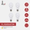 Kit 4 Focos ahorradores LED A19 E27 Luz cálida 9.5W Blanco Illux