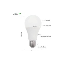 Kit 4 Focos ahorradores LED A19 E27 Luz cálida 9.5W Blanco Illux