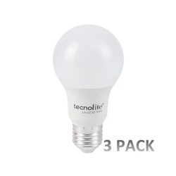 Pack 3 Focos LED A19 E27 Luz fría 8.5W Tecnolite