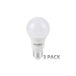 Pack 3 Focos LED A19 E27 Luz fría 8.5W Tecnolite