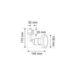 Lámpara Spot de Riel Dirigible Potencia Máx. 75 W, Base E27, Interiores, No incluye foco