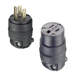 Clavija y Receptáculo de Hule Negro 15A 125V Leviton