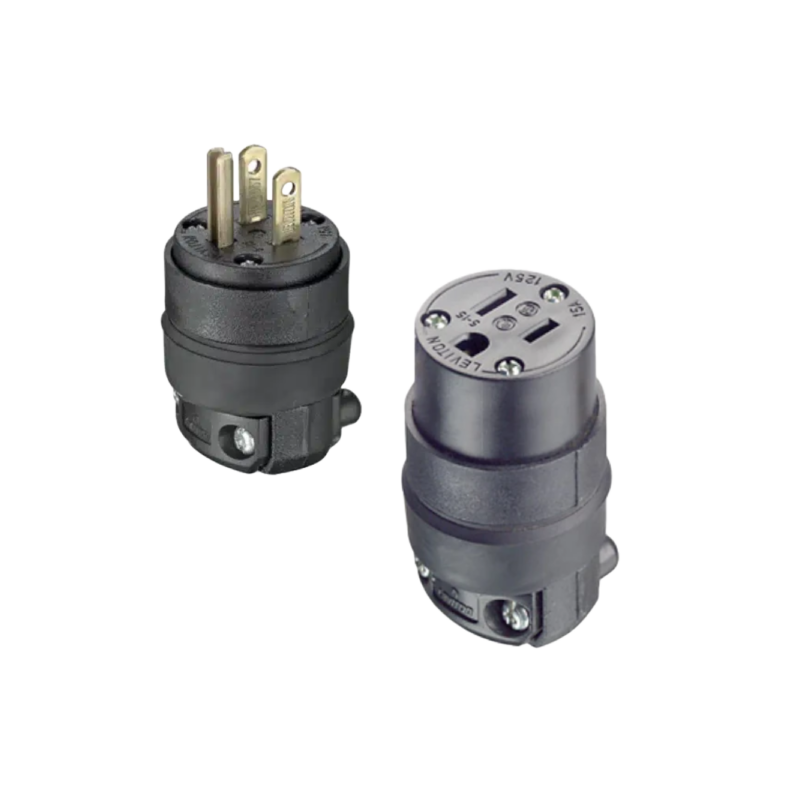 Clavija y Receptáculo de Hule Negro 15A 125V Leviton