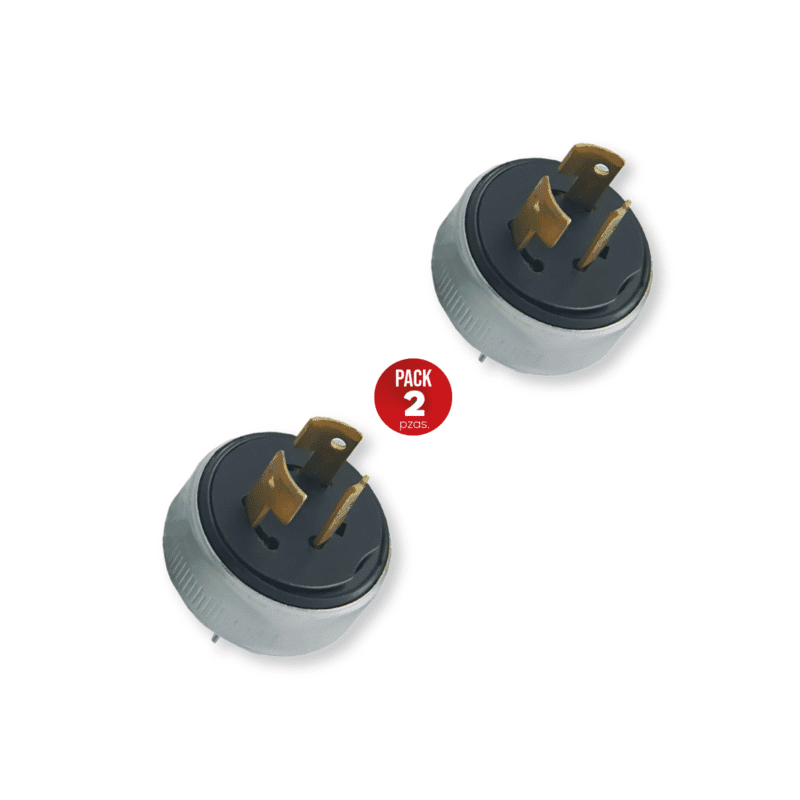 Pack de 2 Clavijas blindadas media vedia vuelta 3P 20A 127V Royer