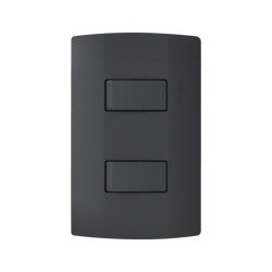 Placa armada con 2 interruptores sencillos Negro Marisio Black