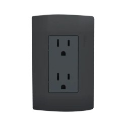 Placa armada con contacto duplex 2P+T Negro Marisio Black