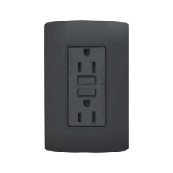 Placa armada con contacto duplex GFCI Negro Marisio Black