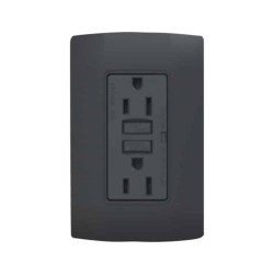 Placa armada con contacto duplex GFCI Negro Marisio Black