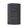 Placa armada con interruptor y contacto 2P+T Negro Marisio Black
