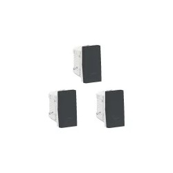 Placa armada con 3 interruptores sencillos Grafito Orión