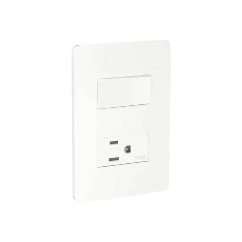 Placa armada con interruptor y contacto 2P+T Blanco Orion