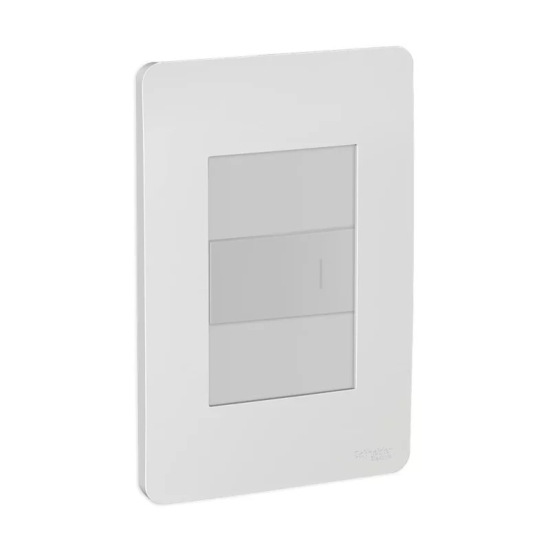 Placa armada con interruptor y 2 módulos ciegos Aluminio Orión