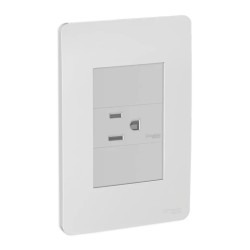 Placa armada con contacto 2P+T y 2 módulos ciegos Aluminio Orión