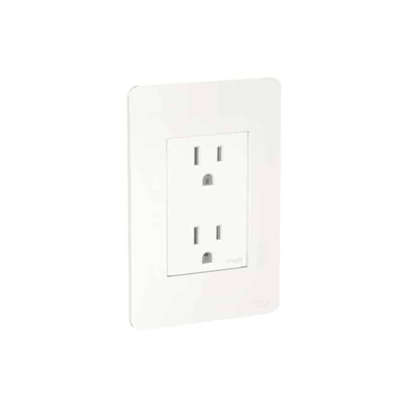 Placa armada con contacto dúplex 2P+T Blanco Orion