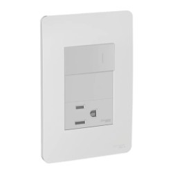 Placa armada con interruptor, contacto 2P+T y módulo ciego Aluminio Orión