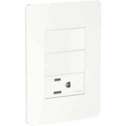 Placa armada con 2 interruptores y contacto 2P+T Blanco Orion