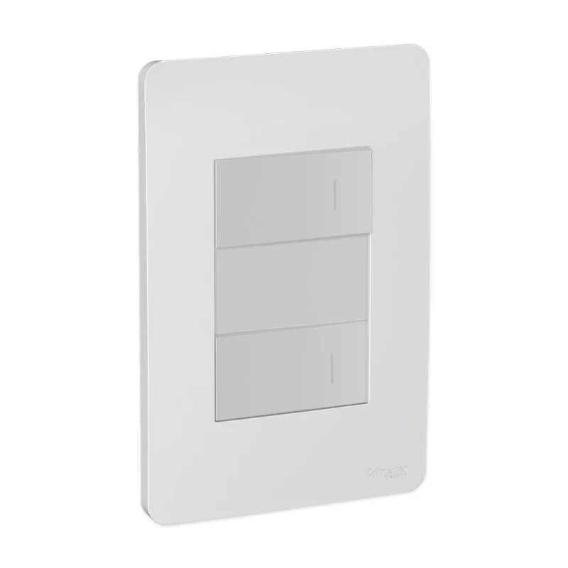 Placa armada con 2 interruptores y módulo ciego Aluminio Orión