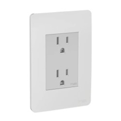 Placa armada con contacto dúplex 2P+T Aluminio Orión