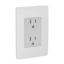 Placa armada con contacto dúplex 2P+T Aluminio Orión