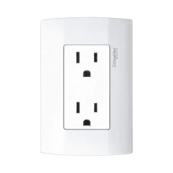 Placa armada con contacto dúplex 2P+T 15A 127V Blanco Marisio