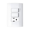 Placa armada con 2 interruptores y contacto 2P+T Blanco Marisio