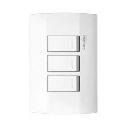 Placa armada con 3 interruptores Blanco Marisio