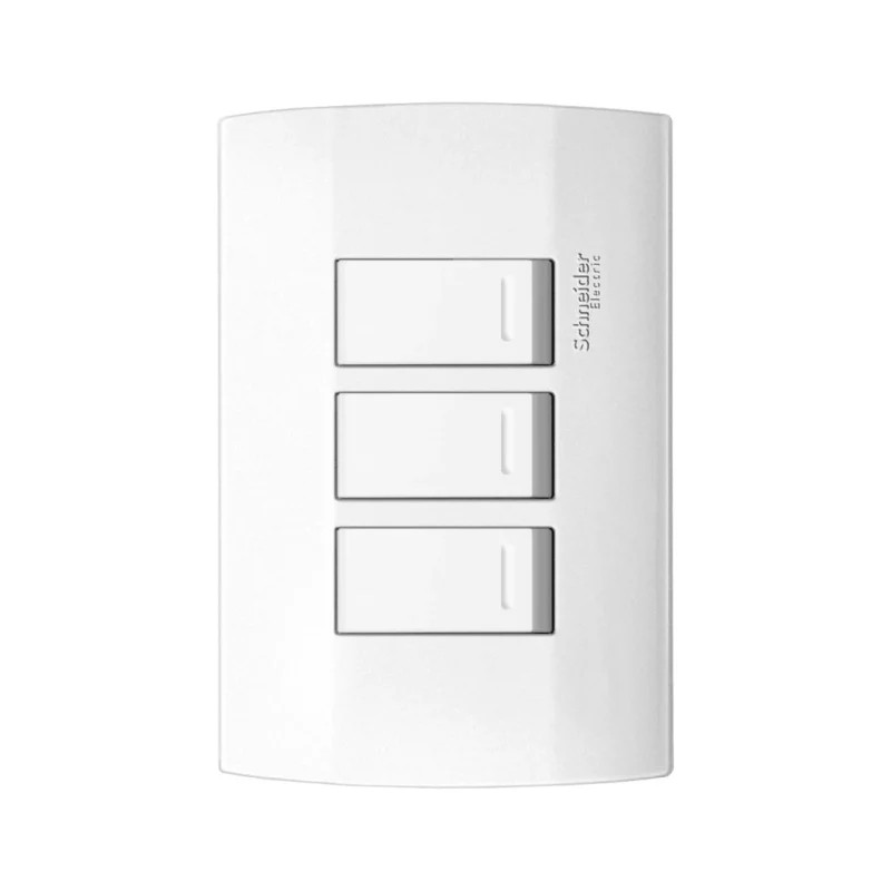 Placa armada con 3 interruptores Blanco Marisio