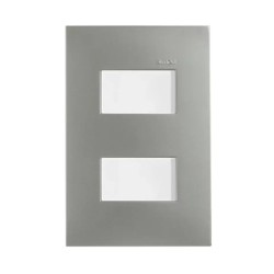 Placa armada con interruptor sencillo + interruptor de escalera Aluminio Mate Serie 25 Simon
