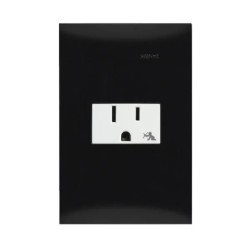 Placa armada con contacto 2P+T Negro Ebano Serie 25 Simon