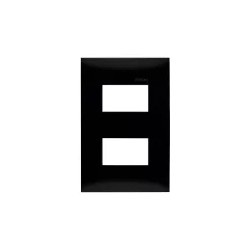 Placa armada con interruptor sencillo + interruptor de escalera Negro Ebano Serie 25 Simon