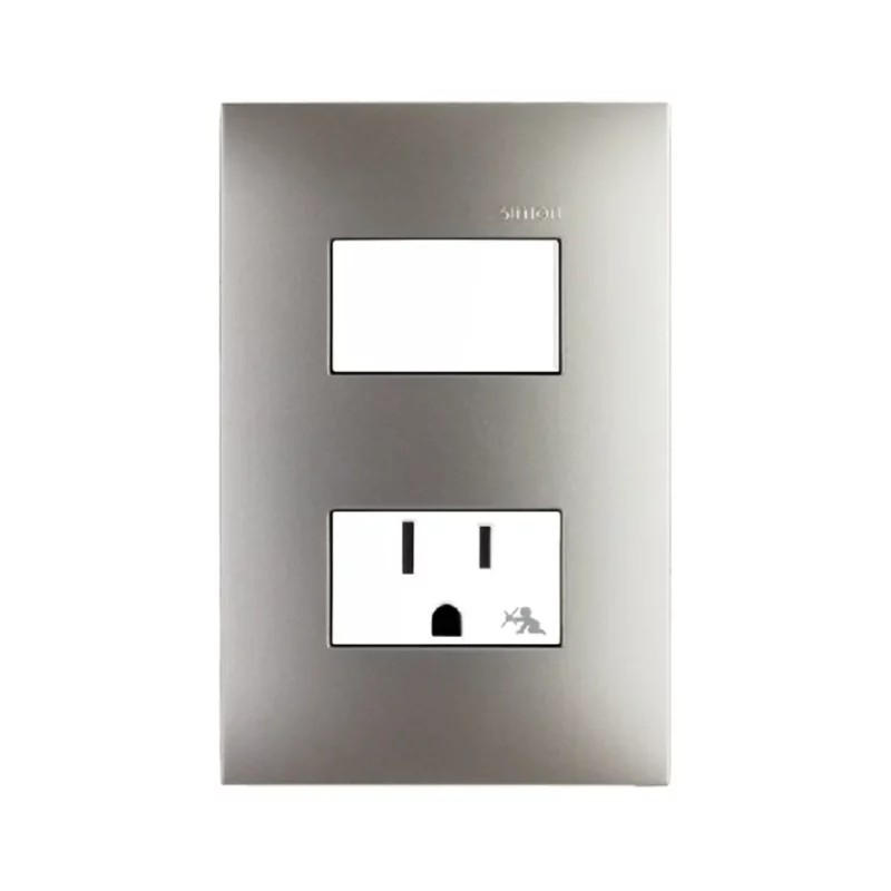 Placa armada con interruptor y contacto 2P+T Cava Mate Serie 25 Simon