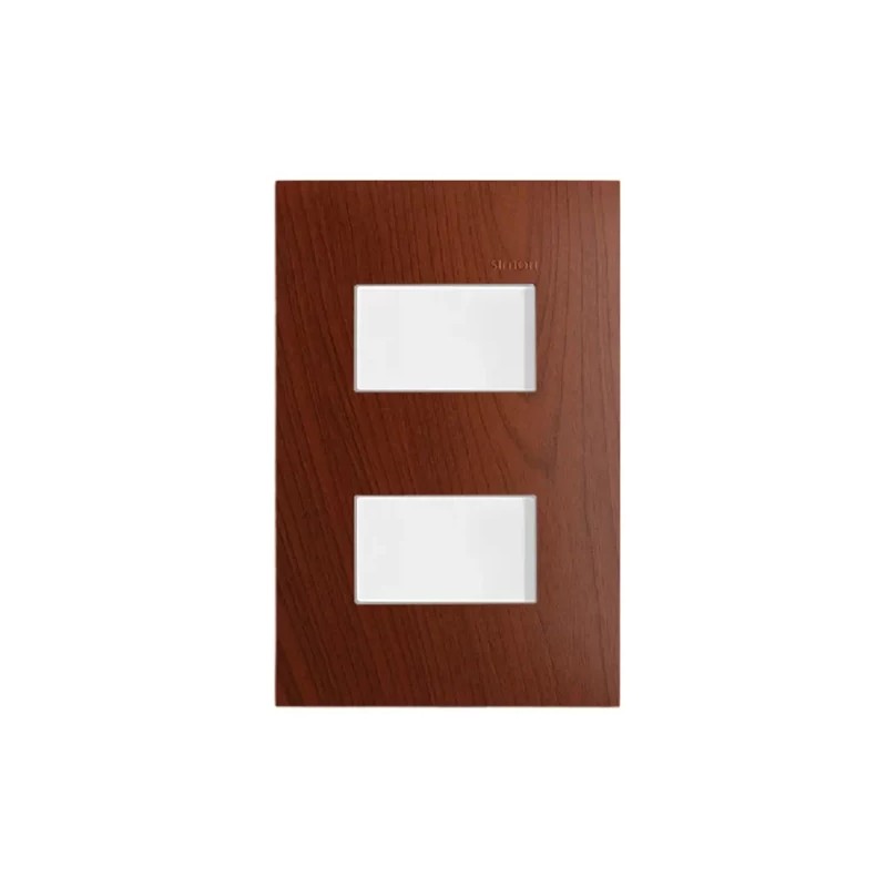 Placa armada con interruptor sencillo + interruptor de escalera Merbau Serie 25 Simon