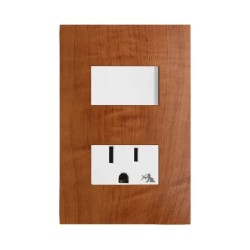 Placa armada con interruptor y contacto 2P+T Roble Serie 25 Simon