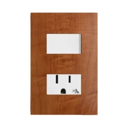 Placa armada con interruptor y contacto 2P+T Roble Serie 25 Simon
