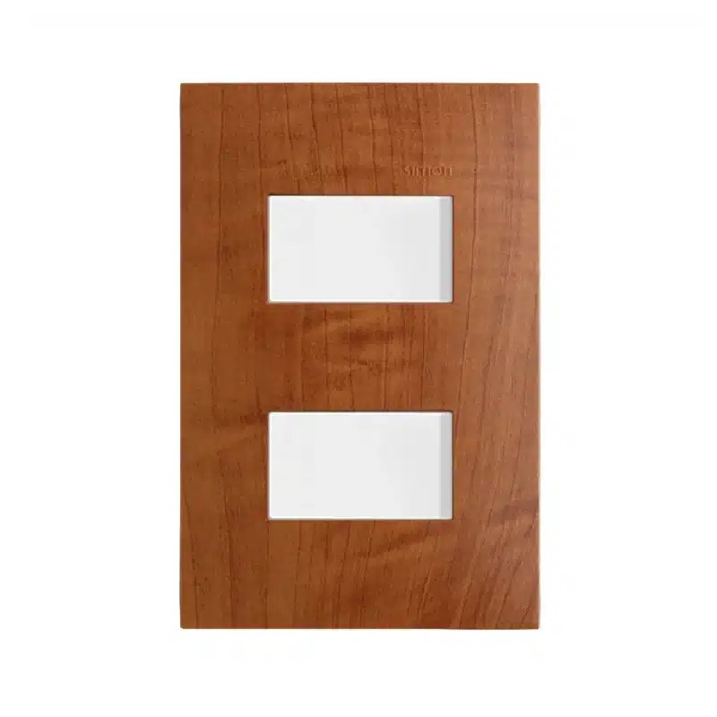 Placa armada con interruptor sencillo + interruptor de escalera Roble Serie 25 Simon