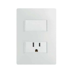 Placa armada con interruptor y contacto 2P+T Blanco Serie 26 Simon