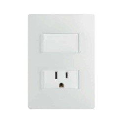 Placa armada con interruptor y contacto 2P+T Blanco Serie 26 Simon