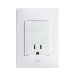 Placa armada con 2 interruptores y contacto 2P+T Blanco Serie 26 Simon